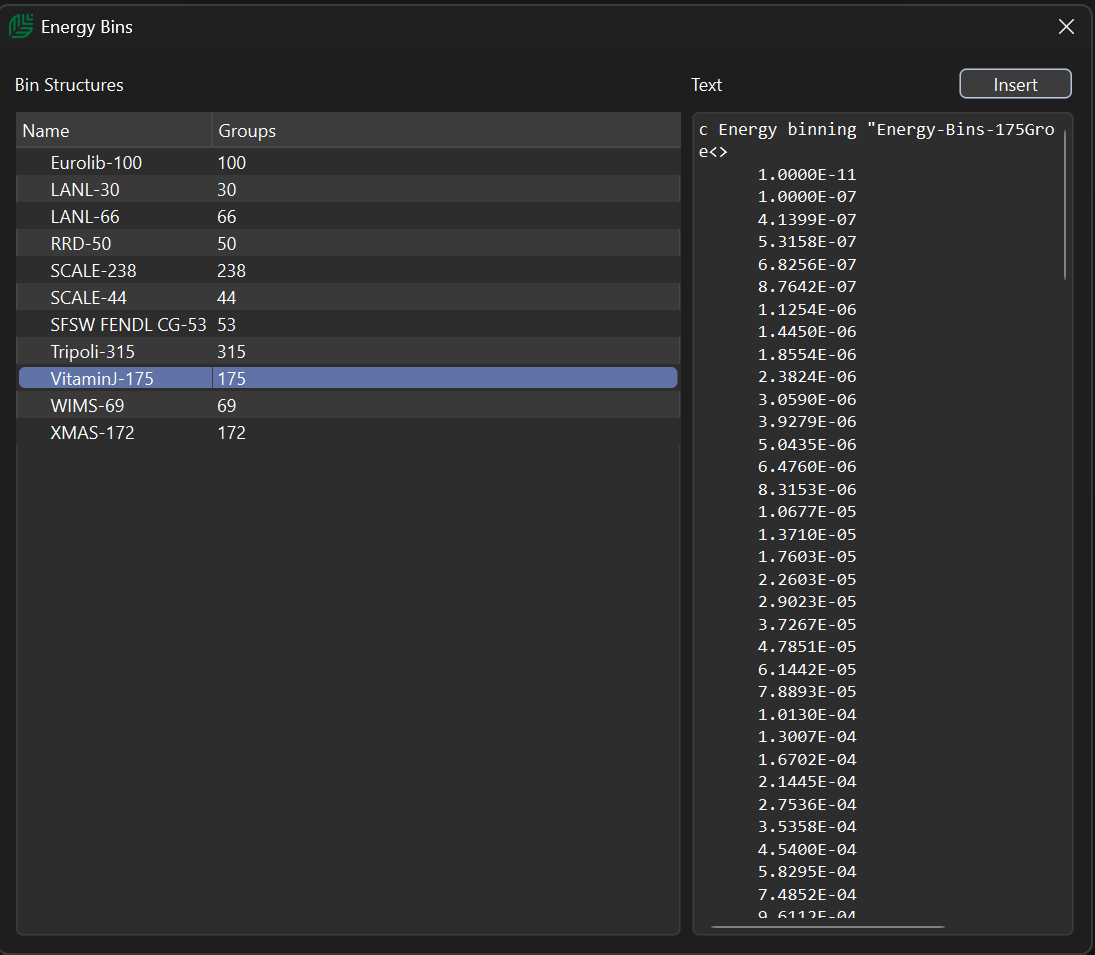 MCNP input template