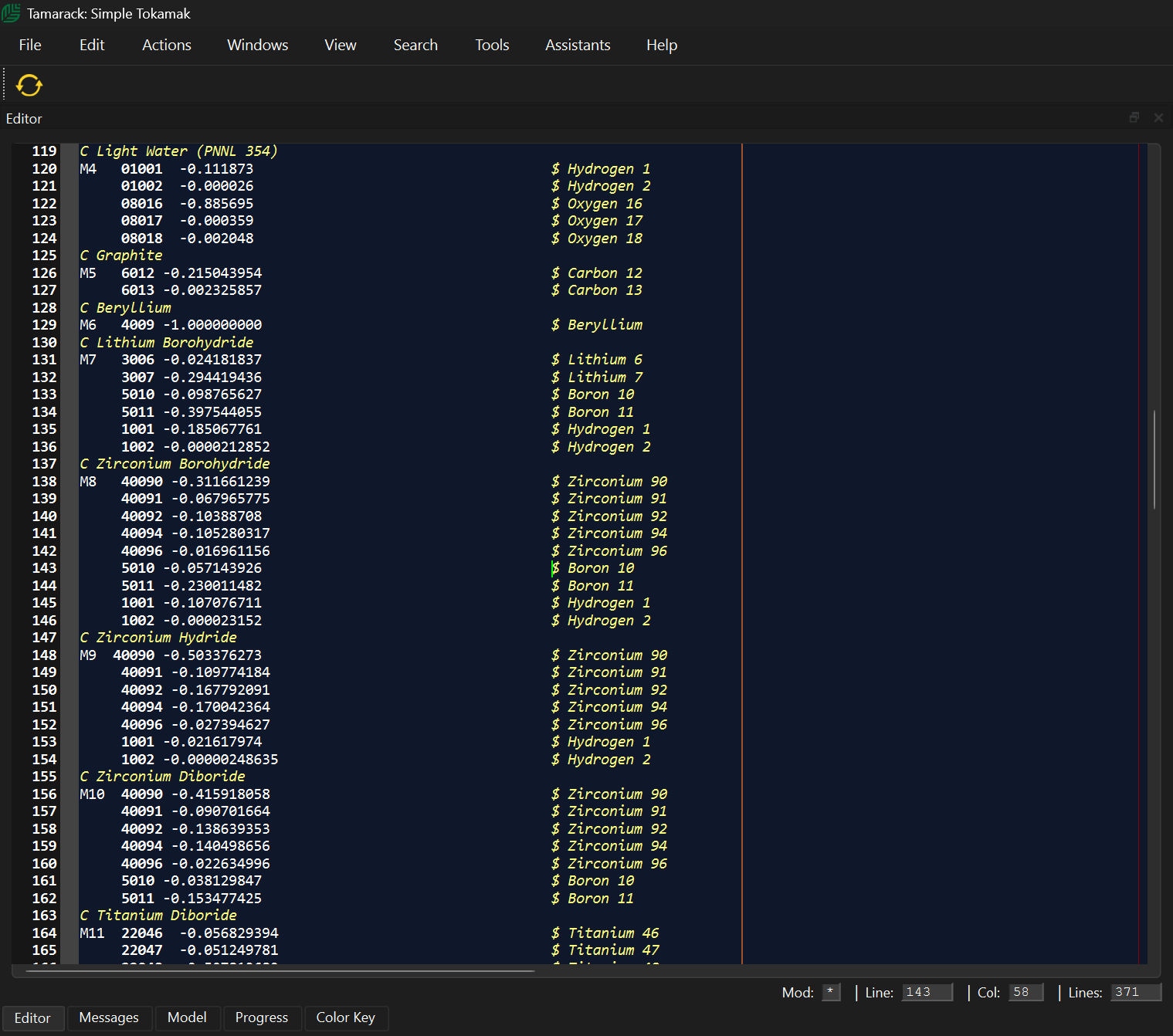 MCNP input template