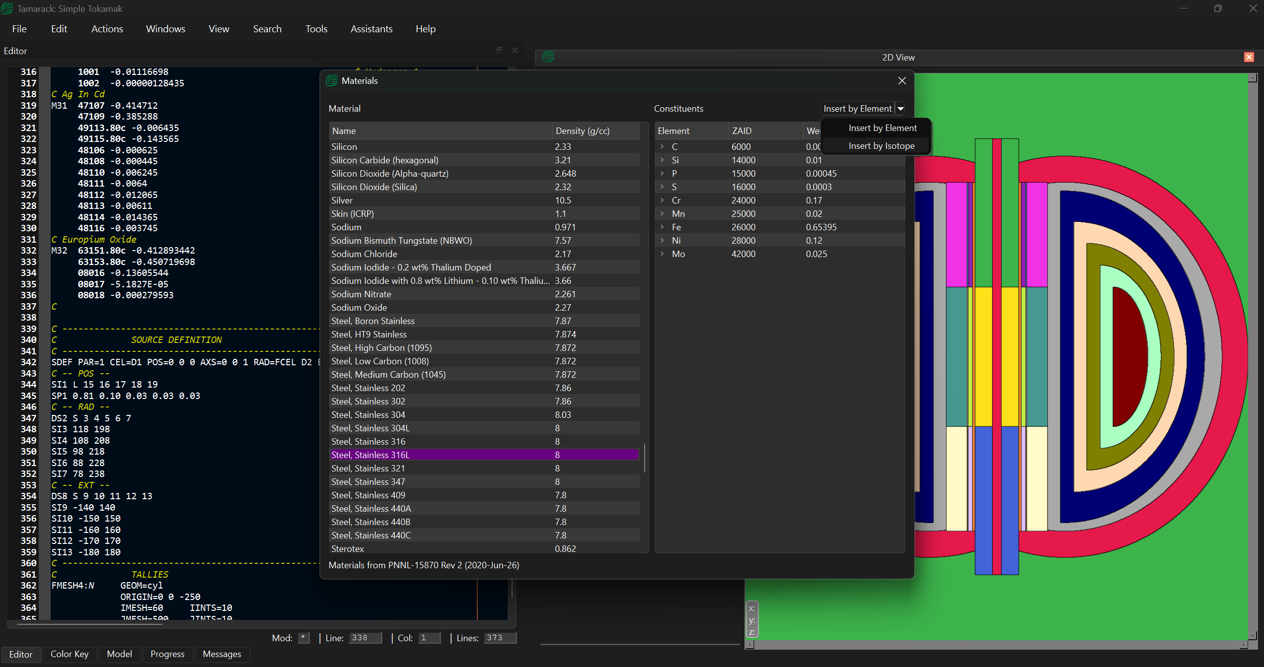 MCNP material library
