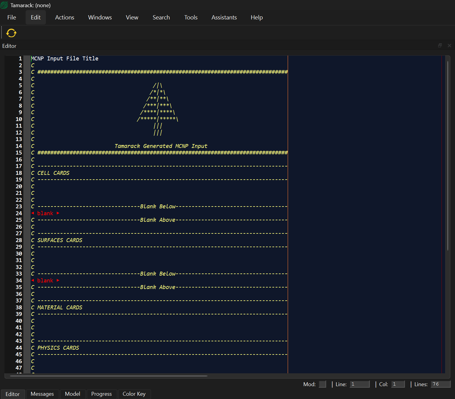 MCNP input template