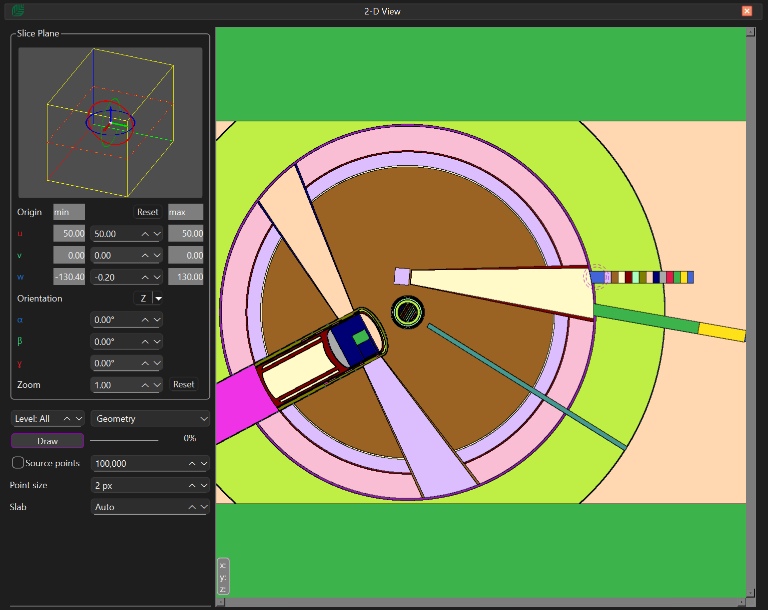 2-D beam geometry visualisation