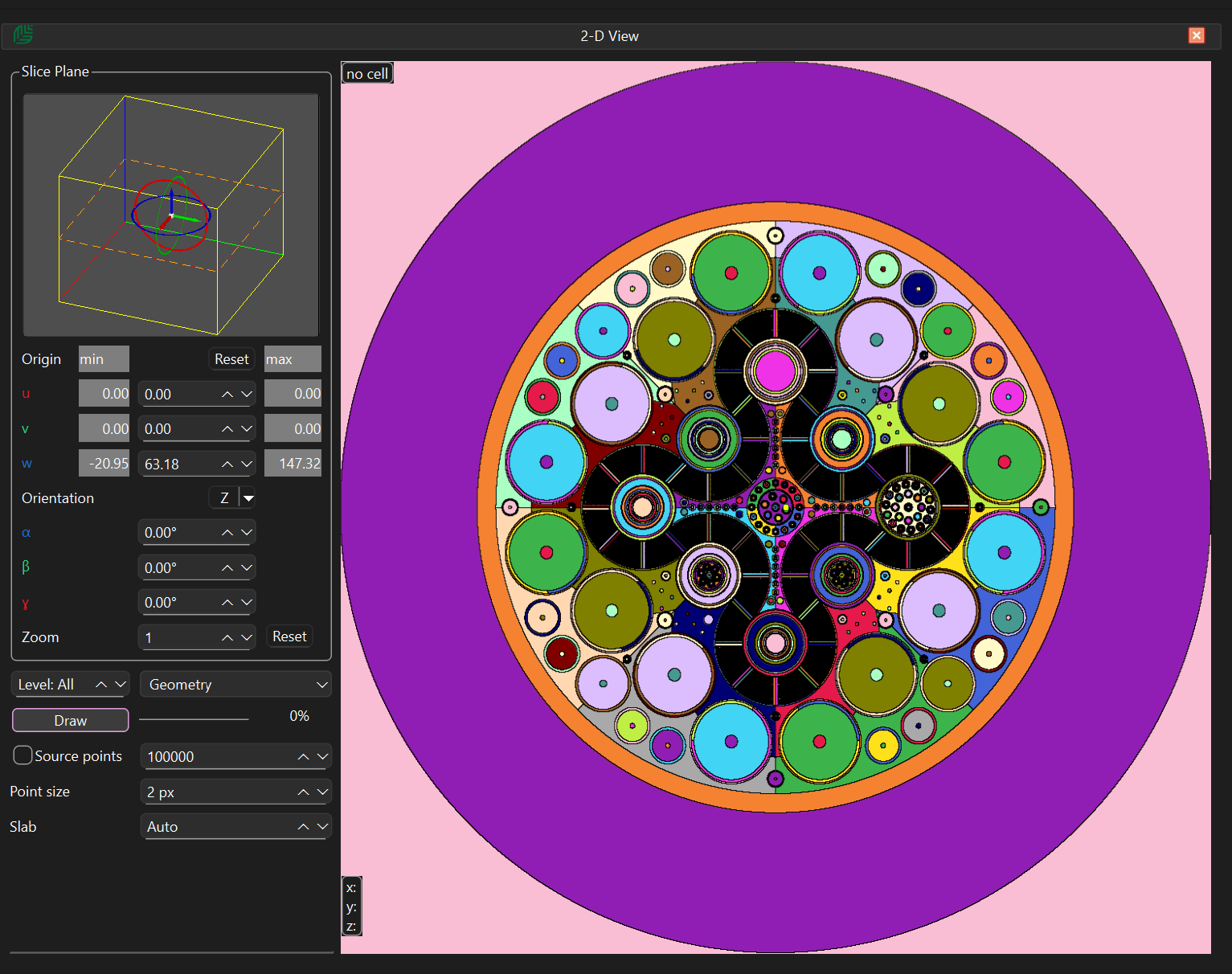 2-D hexagonal core visualisation