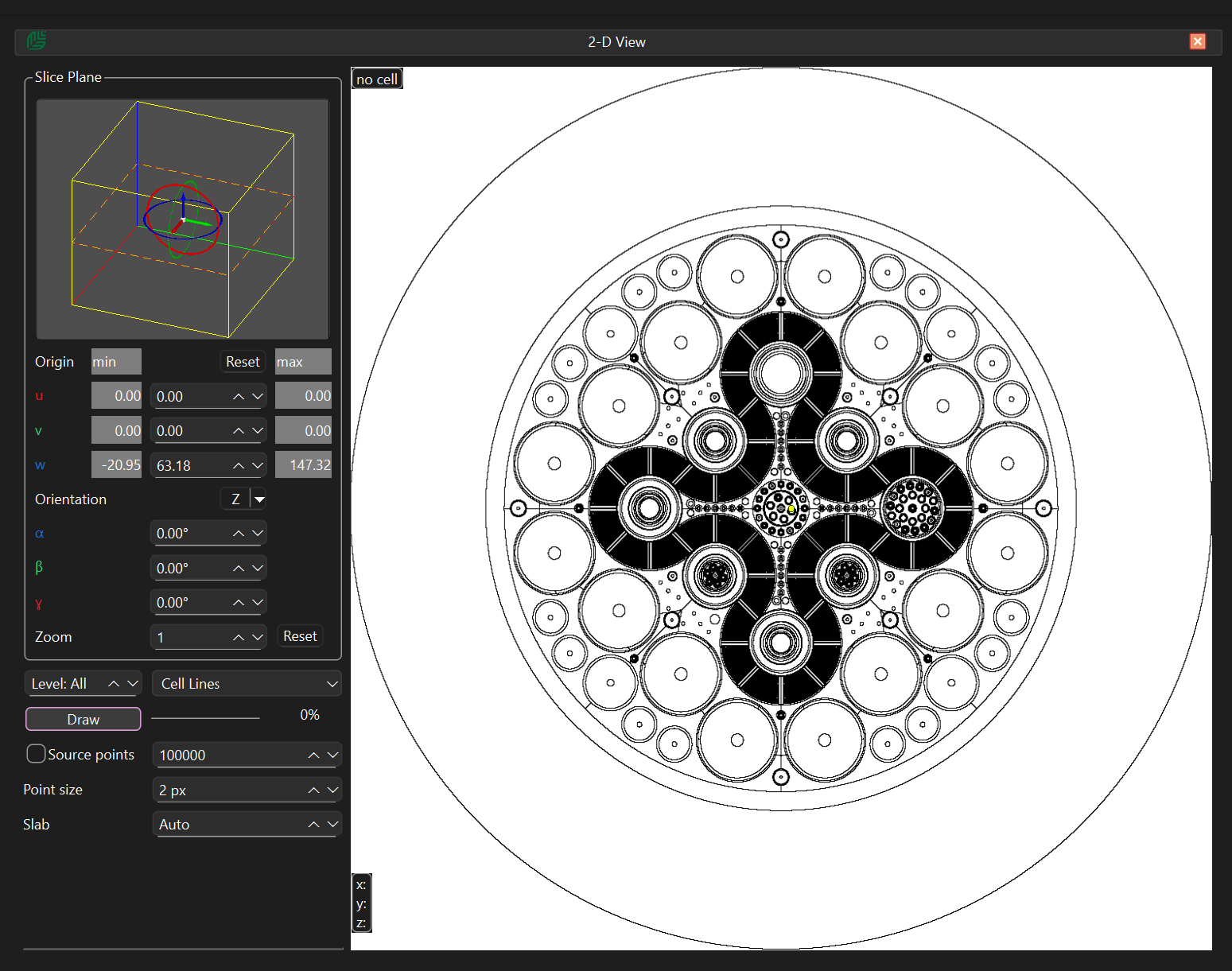 2-D hexagonal core visualisation