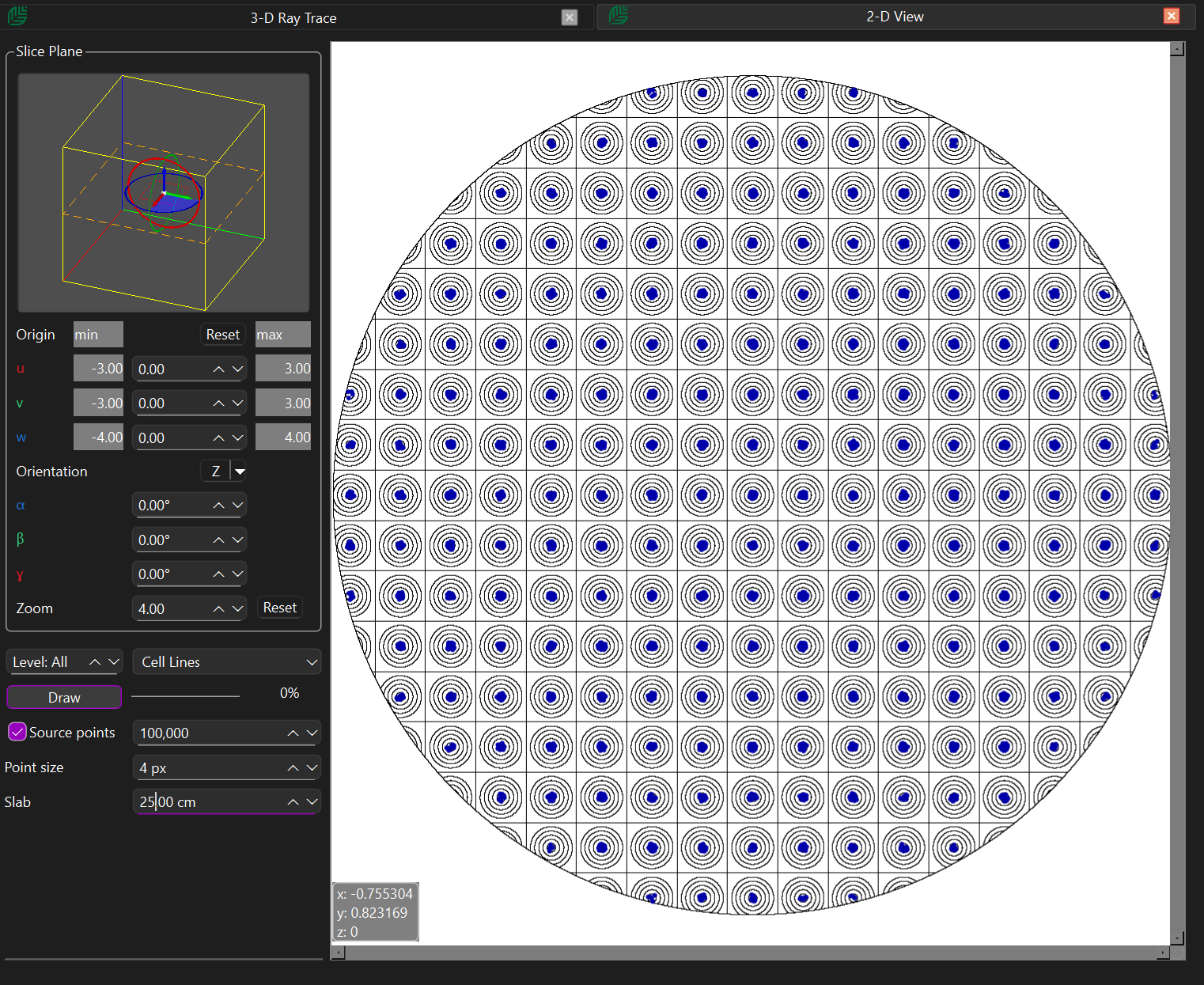 2-D TRISO geometry visualisation